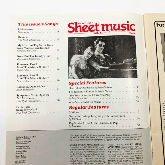 Vintage Sheet Music Magazine 1986 & 1987 Set of 4 June/July Oct. Dec. March - Picture 9 of 12